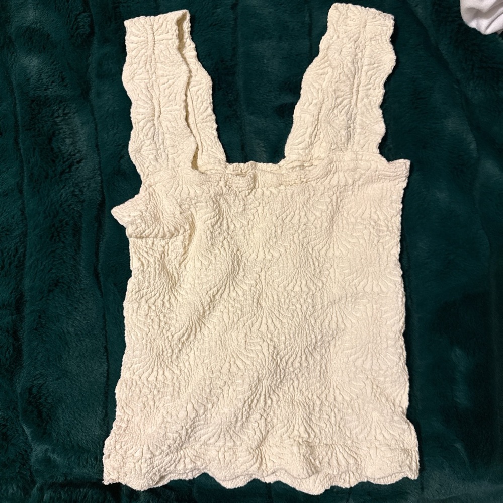 Free People Cream Textured Tank Top